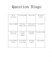 English Worksheet: Human Bingo - easy questions