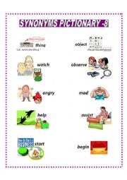 English Worksheet: SYNONYMS PICTIONARY 8