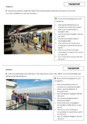 English Worksheet: Transport photo comparison and conversation questions