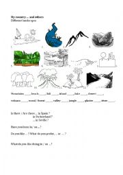 English Worksheet: different landscapes