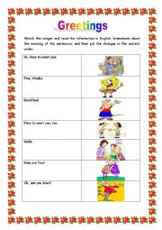 English Worksheet: GREETINGS