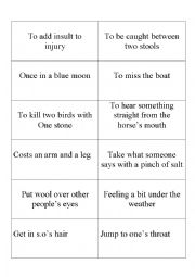 English Worksheet: Idiomatic Expressions and their meanings
