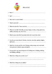 English Worksheet: Building A Character