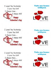 English Worksheet: 3 Valentine cards to cut 