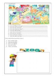 English Worksheet: How many animals?