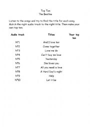 English Worksheet: Hit Parade The Beatles