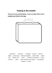 English Worksheet: packing for the seaside