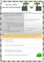 English Worksheet: Save the earth writing process