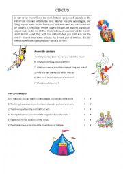 English Worksheet: Circus