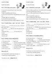 English Worksheet: count on me - Bruno Mars