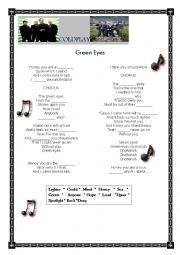 English Worksheet: green eyes - cold play