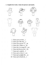 English Worksheet: Colours and Clothes