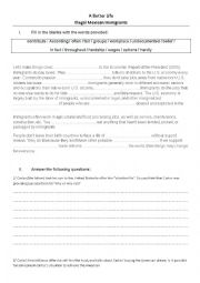 English Worksheet: A Better Life