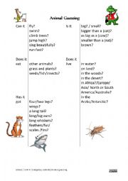 English Worksheet: Animal guessing game_speaking exercise
