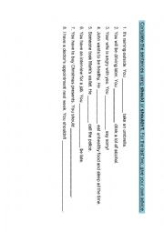 English Worksheet: Should for Advice: Controlled Practice Activity 2