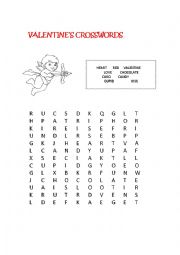 English Worksheet: Valentines Crosswords