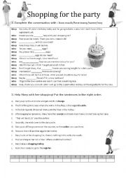 English Worksheet: Worksheets shopping