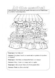 English Worksheet: at the market