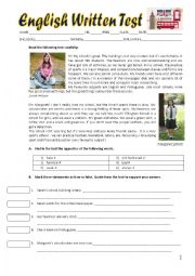 English Worksheet: English Test about School