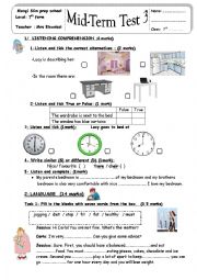 English Worksheet: a mid term test n 2  for the 7th form