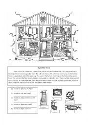 English Worksheet: Parts of the House Reading and Writing