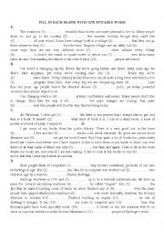 English Worksheet: Close tests