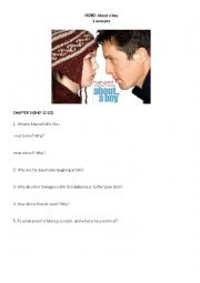 English Worksheet: Film Study - About a Boy Chapter 3 + 10