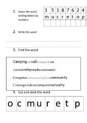 English Worksheet: Memory games for the word 