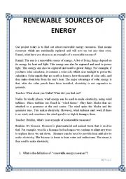 English Worksheet: renewable sources of energy