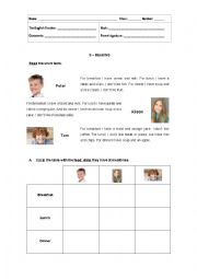 English Worksheet: 3rd grade test - Food