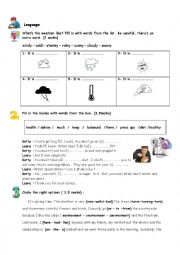 English Worksheet: 7th form language activities , MId term 3