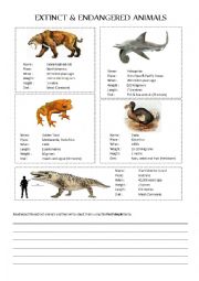 Extinct and endangered animals - ESL worksheet by kirstyjay
