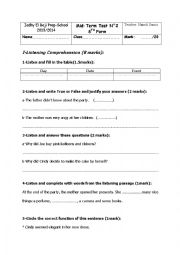 English Worksheet: Eighth form mid-term exam