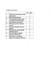 English Worksheet: Reading self assessment