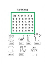 Clothes wordsearch