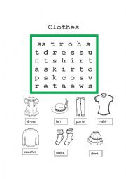 English Worksheet: Clothes wordsearch