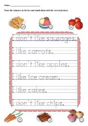 English Worksheet: I like or I dont like