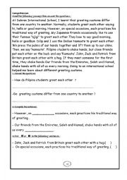 English Worksheet: english comprehension passages