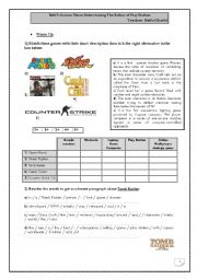 English Worksheet: Unit 3: Lesson 4: Videogames