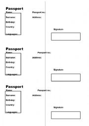 English Worksheet: Passport Identity Game