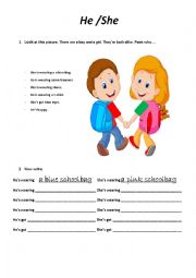 English Worksheet: he and she