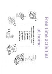 English Worksheet: Free time activities at home