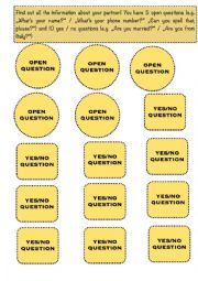 English Worksheet: Asking about personal information - Speaking Game part 2