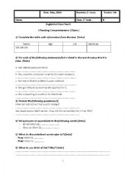 English Worksheet: full term test 3