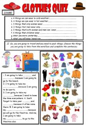 English Worksheet: Clothes quiz.