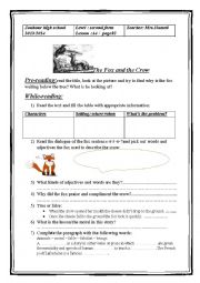 English Worksheet: the fox and the crow