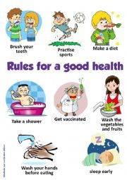 English Worksheet: Rules for a good health