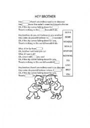 English Worksheet: Hey brother Song