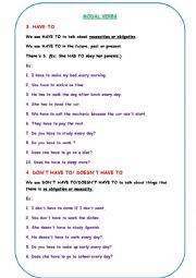 English Worksheet: Modal verbs: have to 