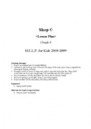 English Worksheet: Sleep